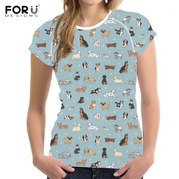 

FORUDESIGNS Cute Cartoon Puppy Doodles Print Women Summer T Shirts Vogue Comfortable Teen Girls T-shirts Casual Short Sleeve Tee