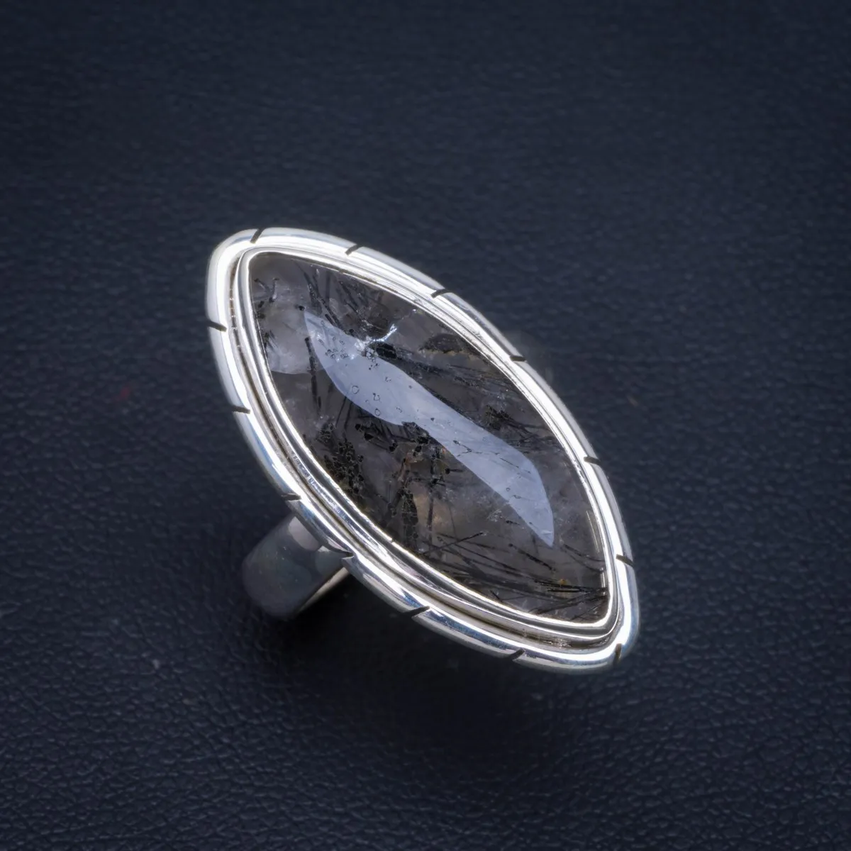 Natural Rutilated Quartz Handmade Unique 925 Sterling Silver Ring 6 B1065
