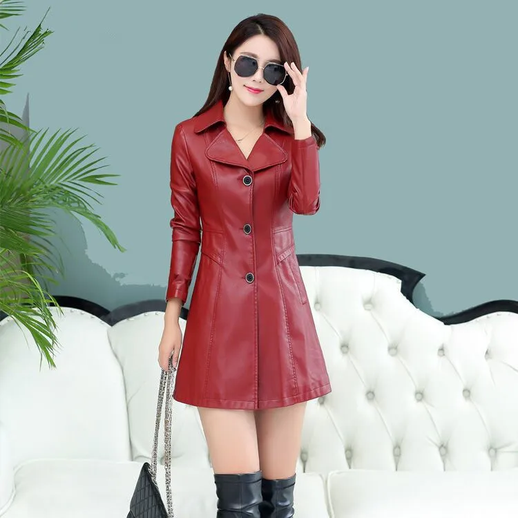 Mince Ligne 2018 Bouton Une down Femme Mode Confortable Rouge Noir Hiver red Black Solide Tranchée Féminine Turn Longue Et Col Gaine Nk8OXwPn0