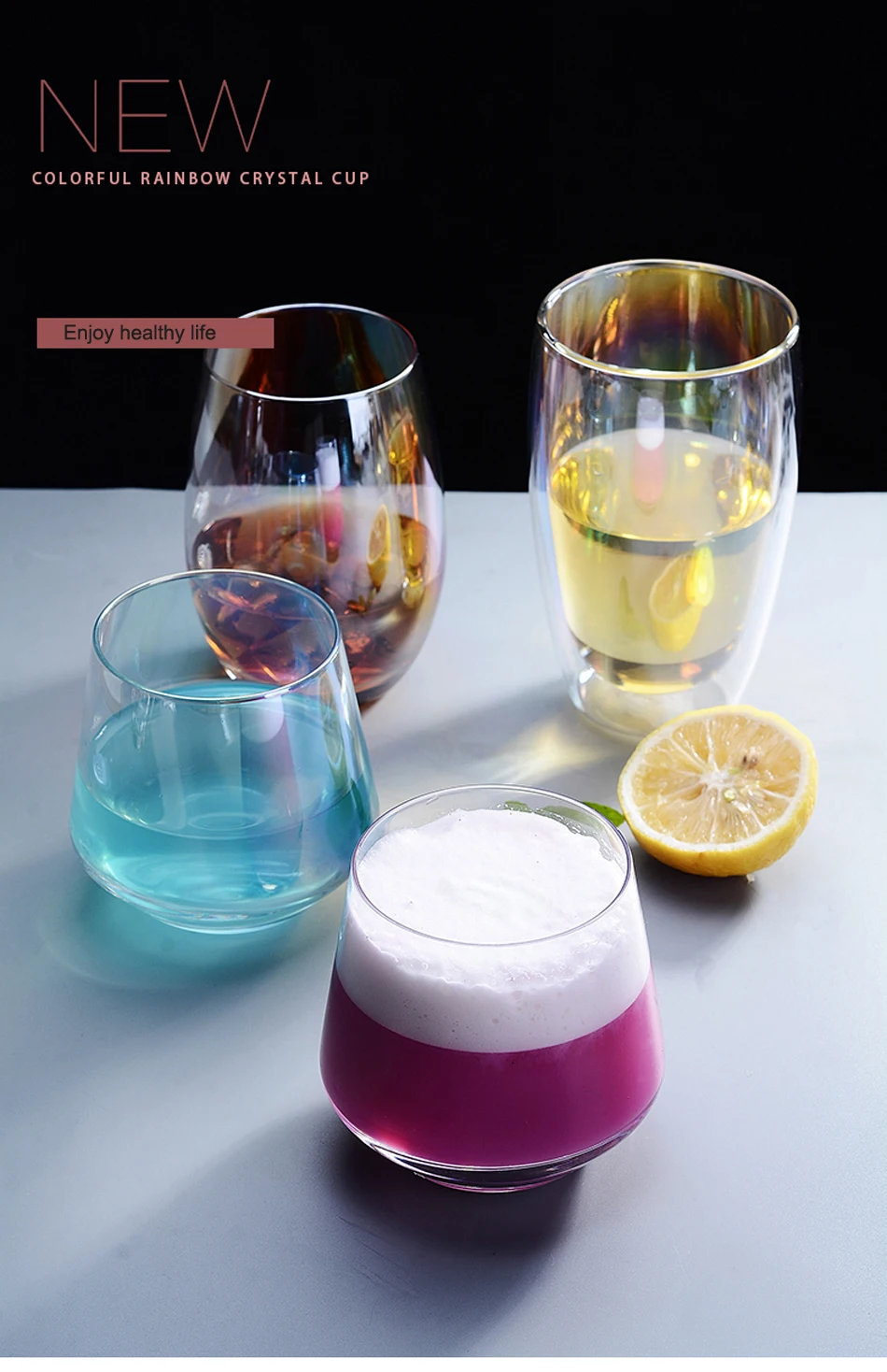 Европейский бессвинцовое Хрустальное стекло оригинальность Радужный цвет стакан для воды бокалы для виски бытовые чашки для воды