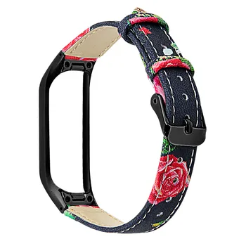

Color Printing Leather Watch Strap For Samsung Galaxy fit-e R375 Smart Watch Fine Line Band Decoration Suitable For Travel