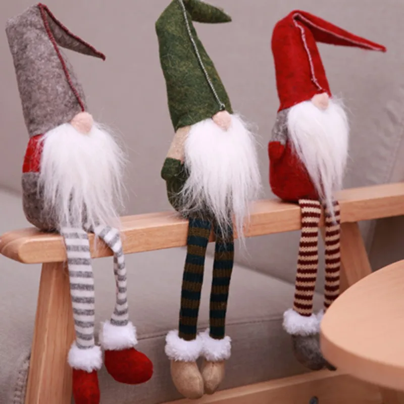 Шведские статуэтки, рождественские украшения, праздничные подарки, сидящий, Длинноногий, Рождественский эльф, набор для украшения бутылки, 50*11 см