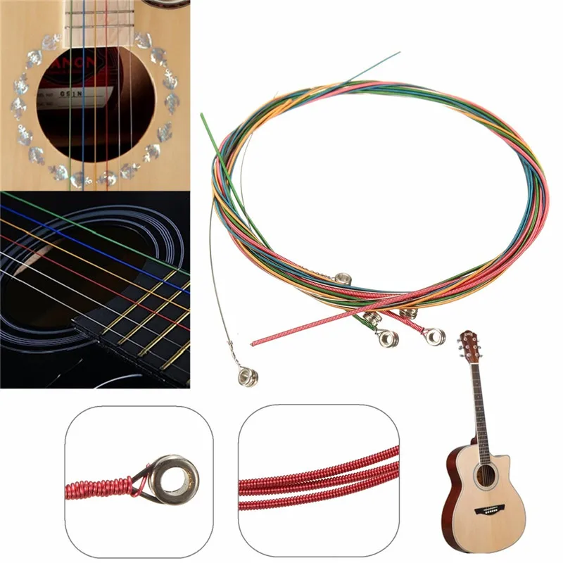 6pcs/Set Rainbow Multi Color Acoustic Guitar Strings Ukulele String for