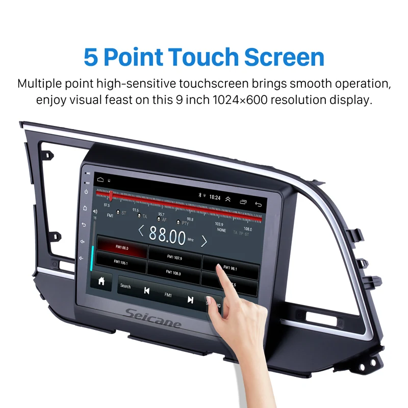 Reproductor Multimedia de coche Seicane para 2016 Hyundai Elantra 9 pulgadas 2 Din Android 81 HD 10