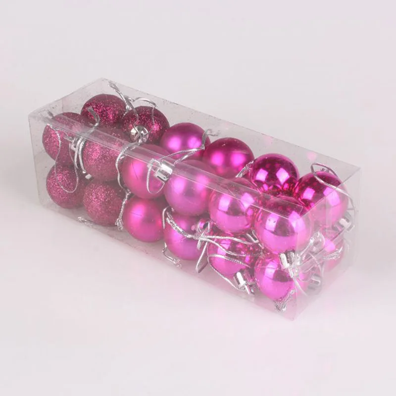 rose Red Long box Дропшиппинг 24 шт. 30 мм Мини рождественские мячики елочные шары пластиковые елочные подвесные украшения для вечерние MDP66 - Цвет: rose Red Long box