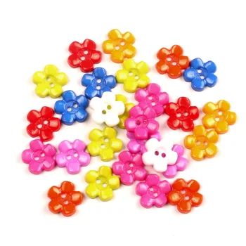 

LF 100Pcs Mixed Acrylic Flower Sewing Buttons For Cloth Needlework Flatback Scrapbooking Crafts Decorative Diy Accessories