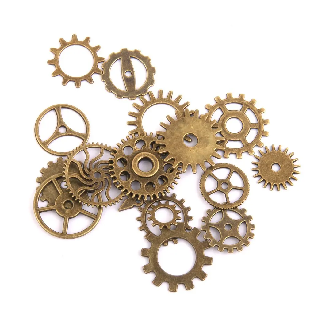 

17pcs Charm Steampunk Gear Bikes Pendant With Necklace Charm Findings