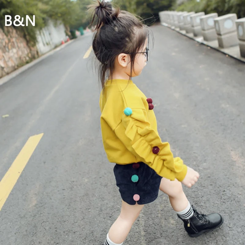 

B&N New Arrival Baby Girls Sweatshirts Winter Spring Autumn Child hoodies Flare Trumpet Sleeve sweater kids T-shirt clothes