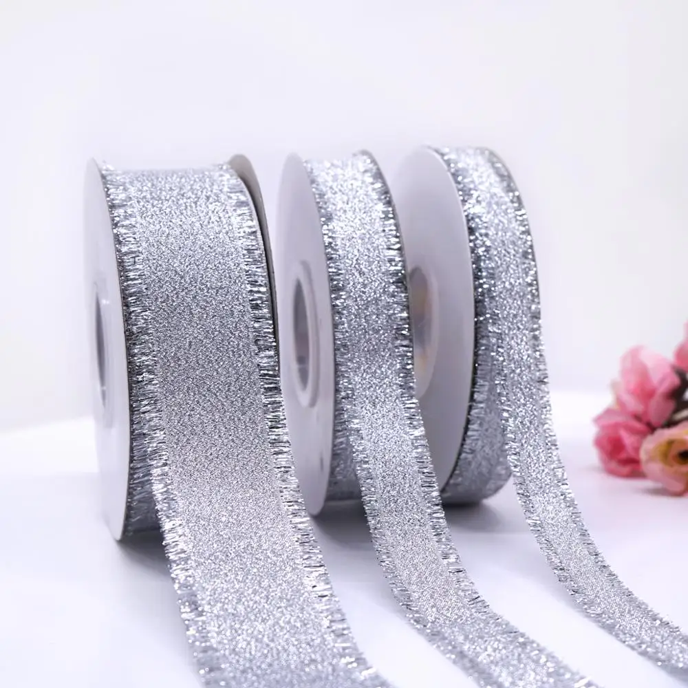 

Free shipping Silver Metallic Glitter Ribbons