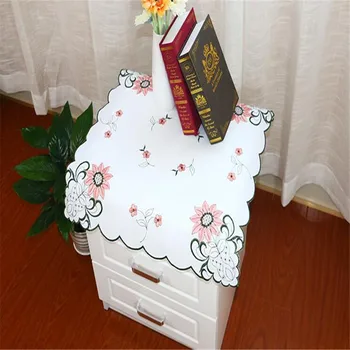

Free Shipping by random pastoral flower embroidery natural Mixed tablecloth Cup Mat Table Cover placemat for wedding party gift