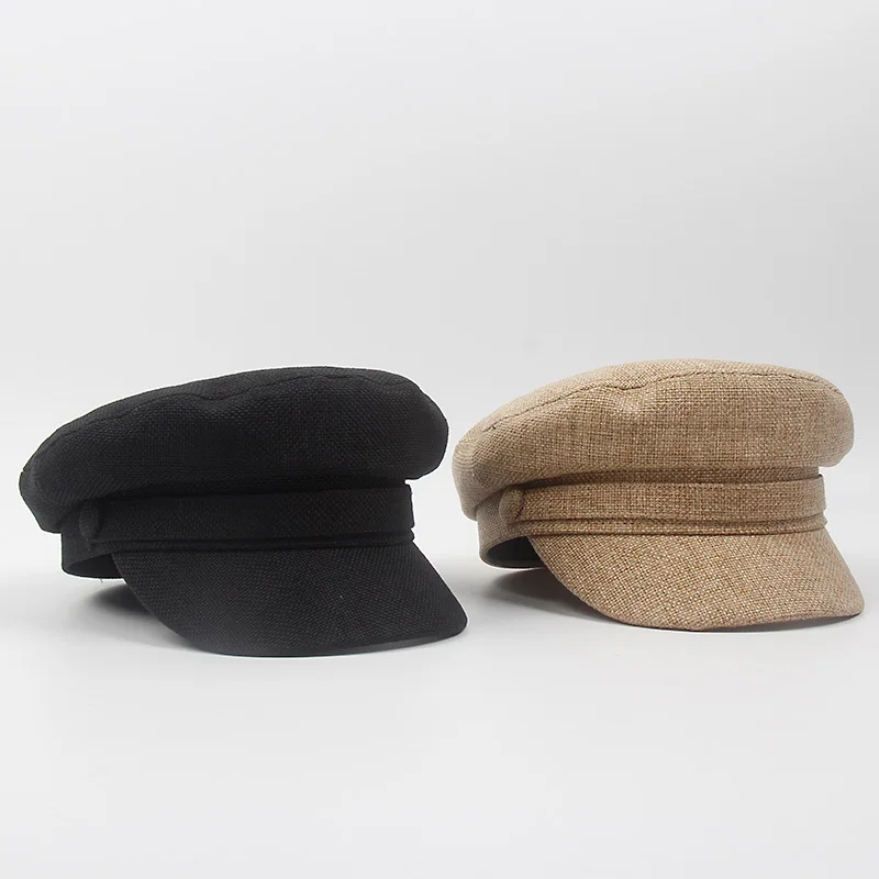 Весенние модные женские шапки в стиле милитари, винтажный черный берет, армейская Кепка, Женская восьмиугольная кепка, шапка моряка