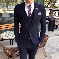 Новый осенний и зимний полиэстер деловой мужской тонкий корейский костюм мужской Молодежный красивый костюм жениха костюм