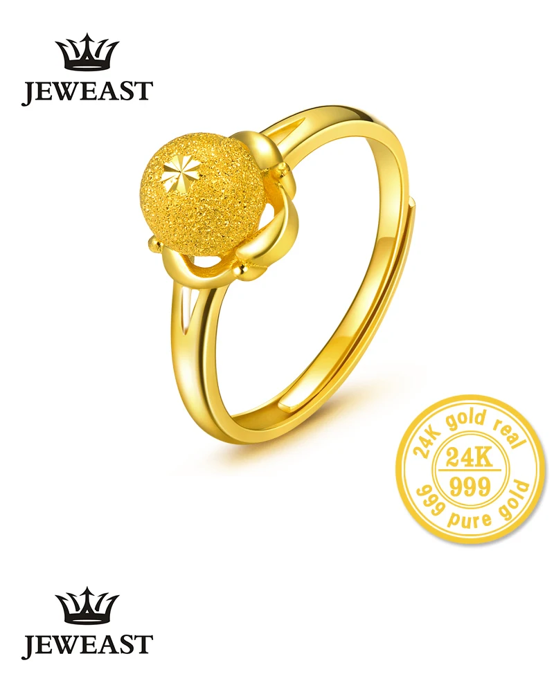 HMSS 24K золотое кольцо чистое твердое Настоящее au999 цветок переложение бусины женское кольцо модное изысканное горячая Распродажа дизайн