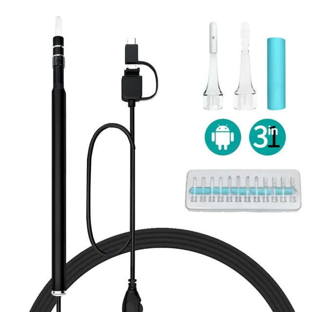 6 LEDs HD Visual Ear Canal Cleaning Tool Ear Pick 0.3 MP Camera Scope Earwax Removal Inspection Camera Endoscope Kit