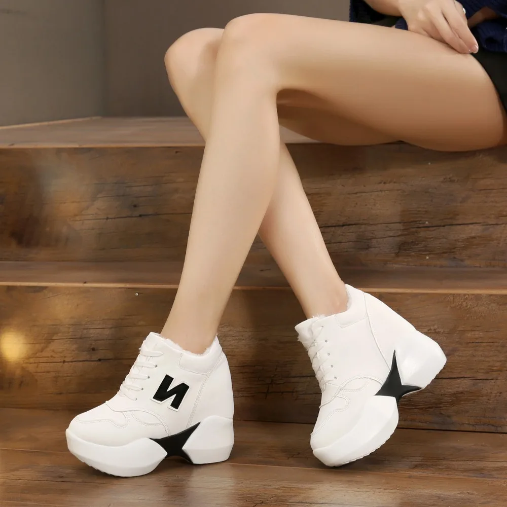Women Sneakers 2019 Spring Autumn High Heels Ladies Casual Shoes Women Wedges platform shoes Female Thick Bottom Trainers