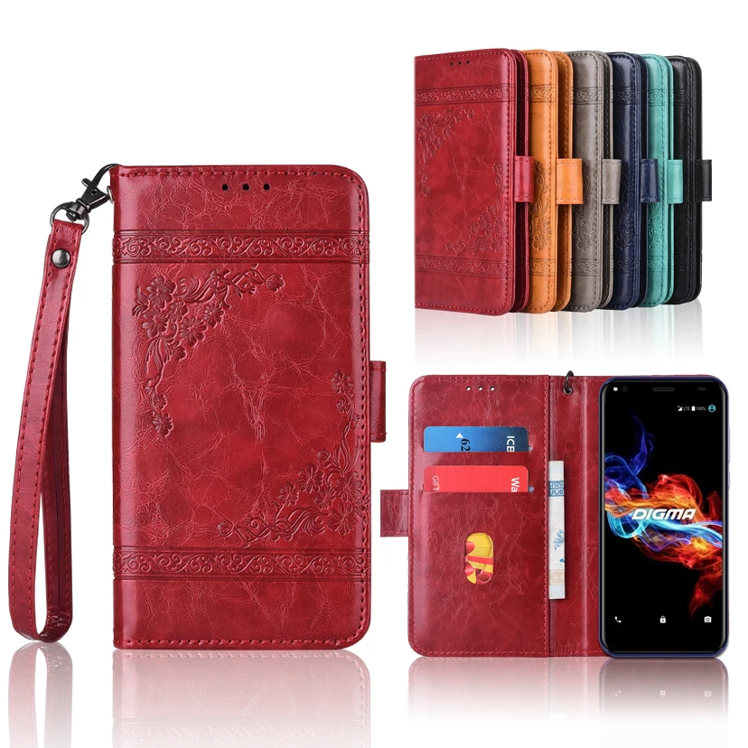 

Newest Wallet case for Digma LINX Rage 4G Flip case with Strap,100% special PU leather embossing flower cover case