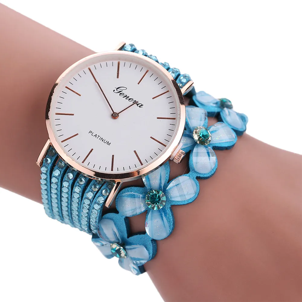Новые женские часы geneva модный браслет relogio Мода Досуг для женщин s кварцевые часы браслет Кристалл бриллиантовые Наручные часы