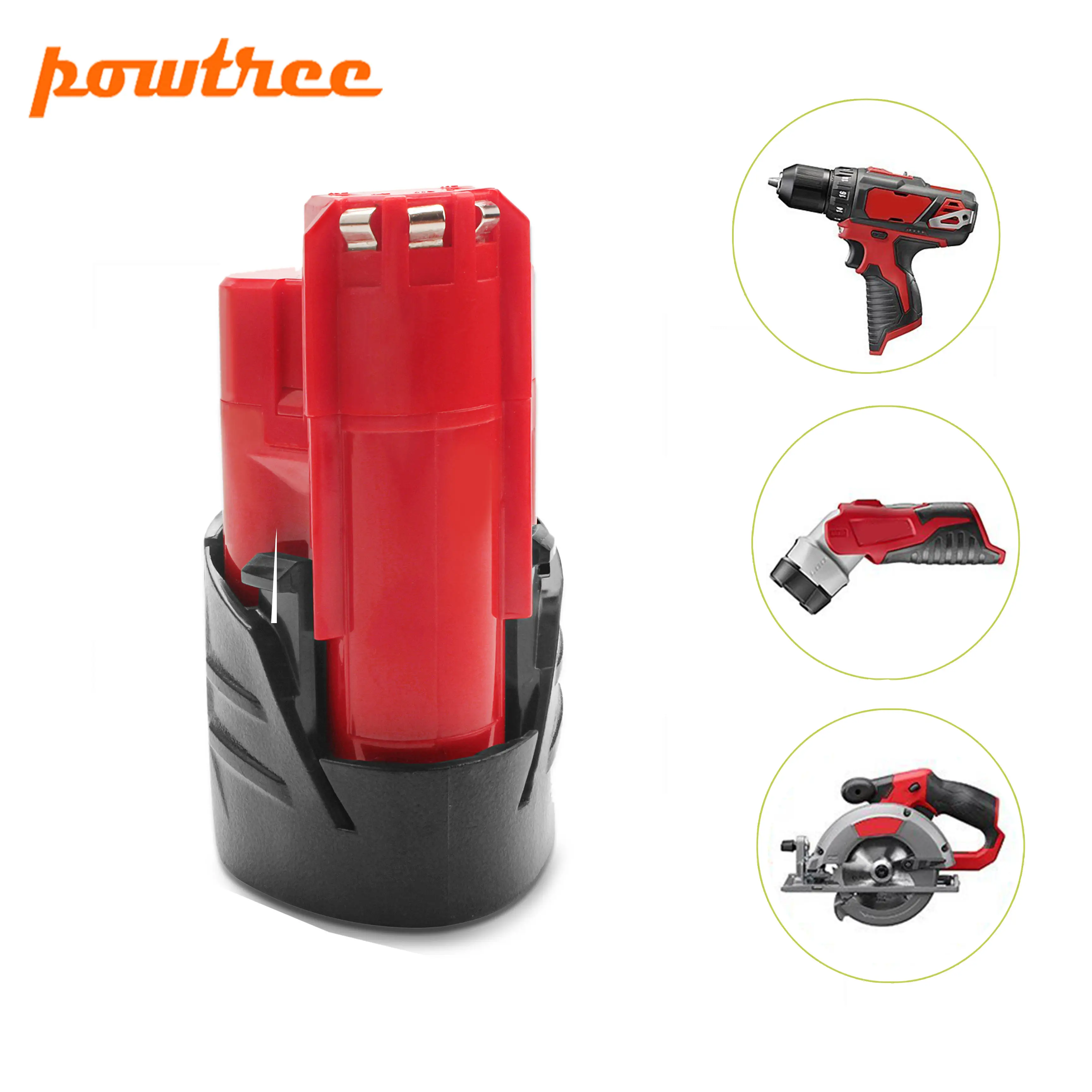 Аккумуляторная батарея Powtree 12V 2000mAh M12 для литий ионных аккумуляторов Milwaukee 48 11 2401