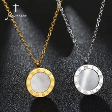 Letdiffery, роскошное Золотое римское письмо, ожерелье из нержавеющей стали, полированное маленькое круглое ожерелье для женщин, девушек, ювелирное изделие