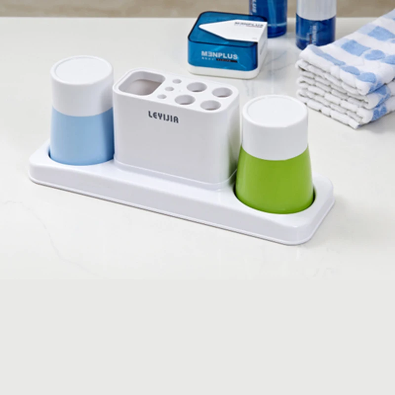 High Quality 3Pcs/Set Plastic Bathroom Set Accessories Tumbler Toothpaste Toothbrush Holder Supplies Wash Storage Rack