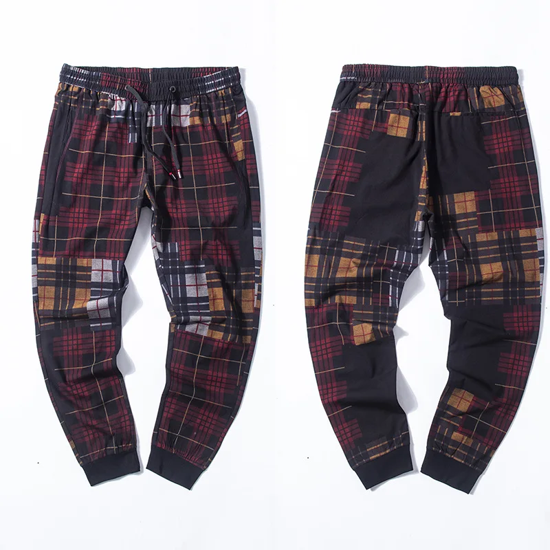 

New arrival super large Plaid Casual Trousers Men Tightness High Waist Loose Fashionable Full Length plus size XL2XL3XL4XL5XL6XL