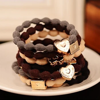 

New Simple head rope Fashion Hair Accessories Crown Heart Elastic Hair Bands Scrunchy For Women 6pcs/Lot Wholesale