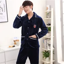 Мужская одежда для сна осень зима утолщение теплые фланелевые Мужские пижамные комплекты Домашняя одежда Удобная Коралловая флисовая Пижама Homme спортивный костюм