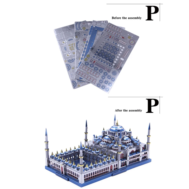 Microworld 3D металлическая головоломка голубая кирпичная Строительная модель DIY 3D лазерная резка головоломка модель нано головоломка игрушки для взрослых подарок