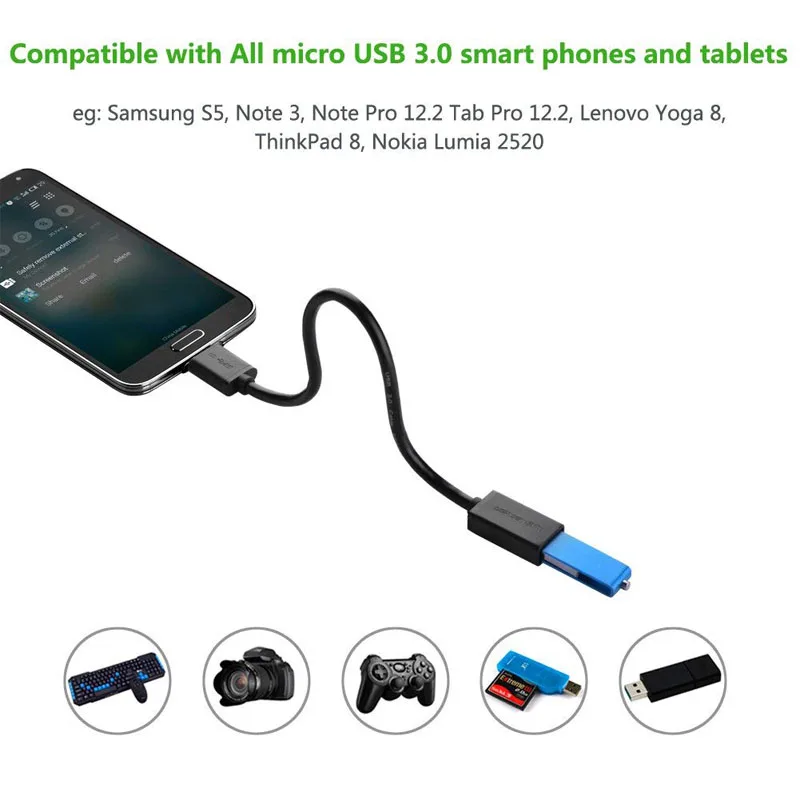 UGREEN Micro USB 3 0 OTG кабель адаптер к Женский Для Android Samsung Galaxy S5 Note Pro 12 2 Tab 2|otg usb adapter|otg