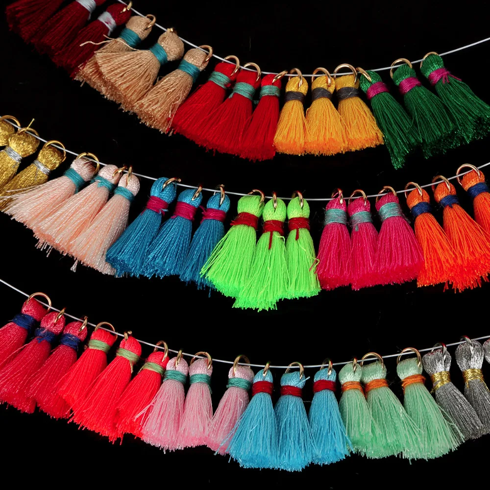 

Tassels 20PCs Fixed Mixed Polyester Tassels Pendants For Making Bracelet & Earrings Jewelry 20+5mm Long Tassels Charm