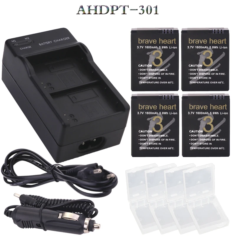 Gopro hero accessories 4X gopro hero3 battery + Dual Charger car kit
