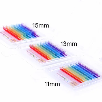 

3pcs Rainbow Individual Eyelash Extensions ( 8 Colors ) Rainbow Eyelashes for Beauty Makeup