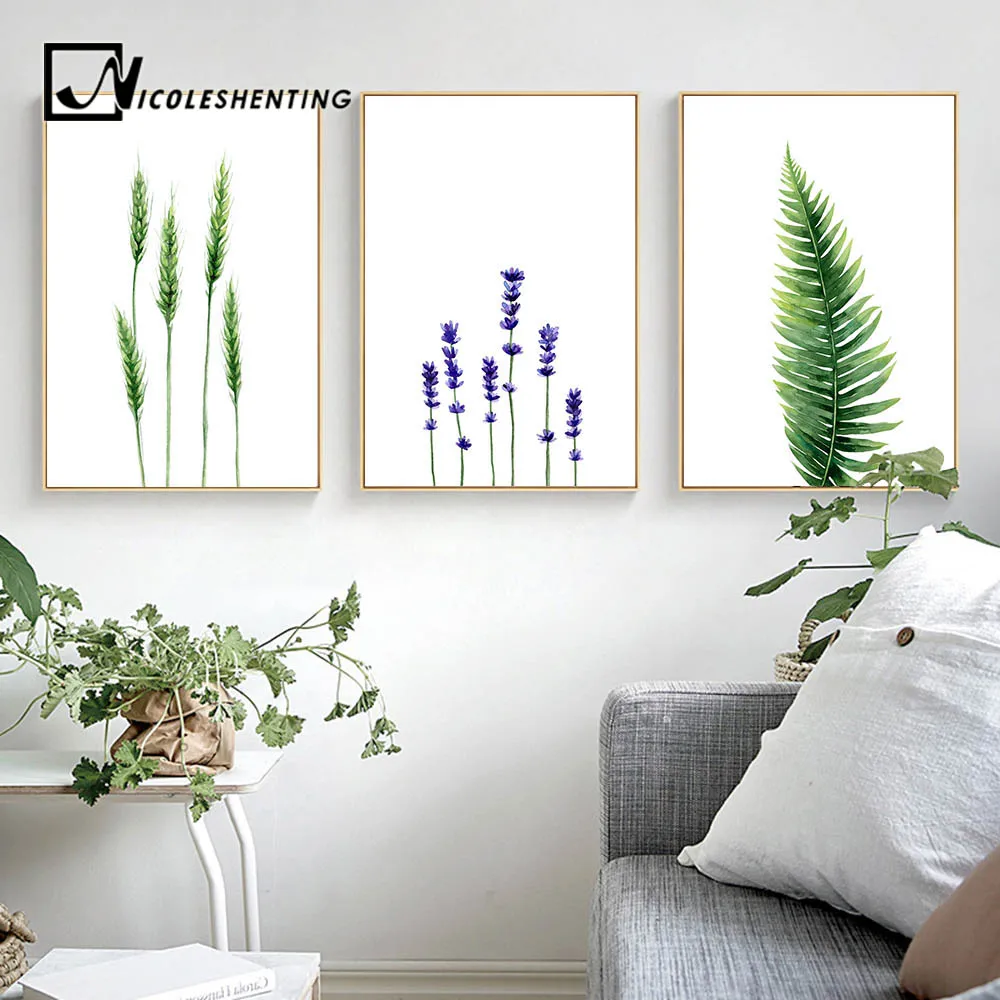 

Watercolor Plants Leaves Flower Poster Wall Art Canvas Prints Minimalist Painting Nordic Wall Pictures for Livng Room Home Decor