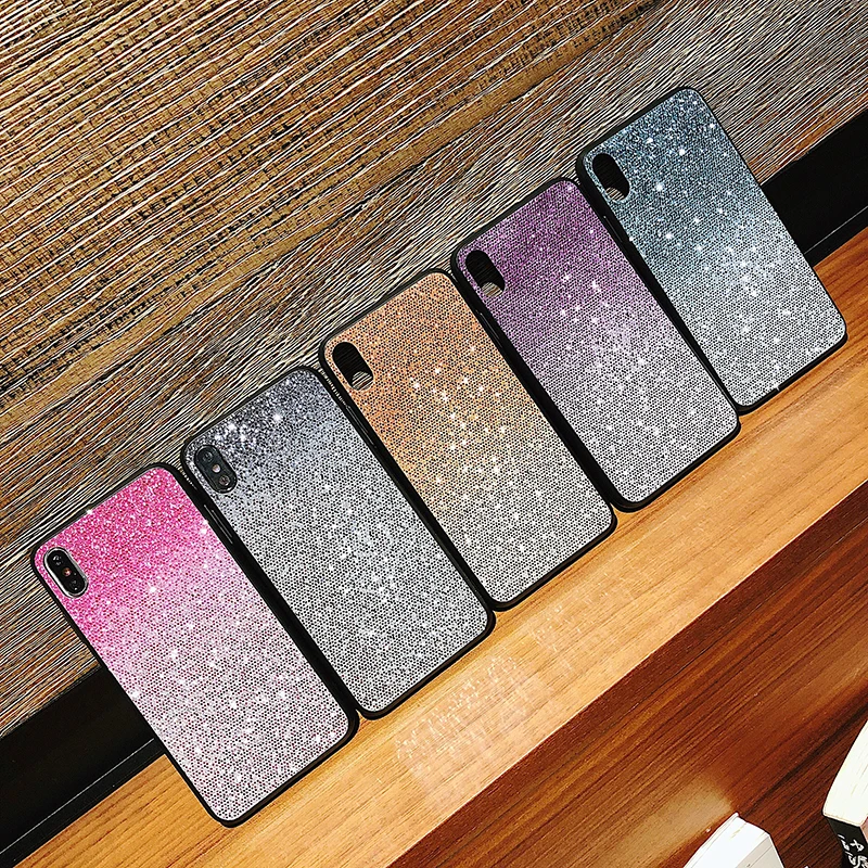 Case For iPhone X Xr Xs Max Cover Korean Glitter Gradient  (11)