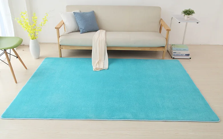 160*200 см утолщенный коралловый бархатный однотонный ковер, нескользящий коврик для гостиной, одеяло для кофейного столика, подушка для спальни, прикроватный коврик для йоги - Цвет: Light blue