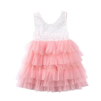 

Toddler Kids Baby Girls Lace Ruffles Tulle Tutu Mini Dress Party Pageant Wedding Princess Formal Sundress Dresses Clothes 0-5Y