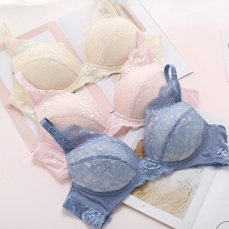 

Japanese new lace no rim bra thin section comfortable three-color underwear FL08