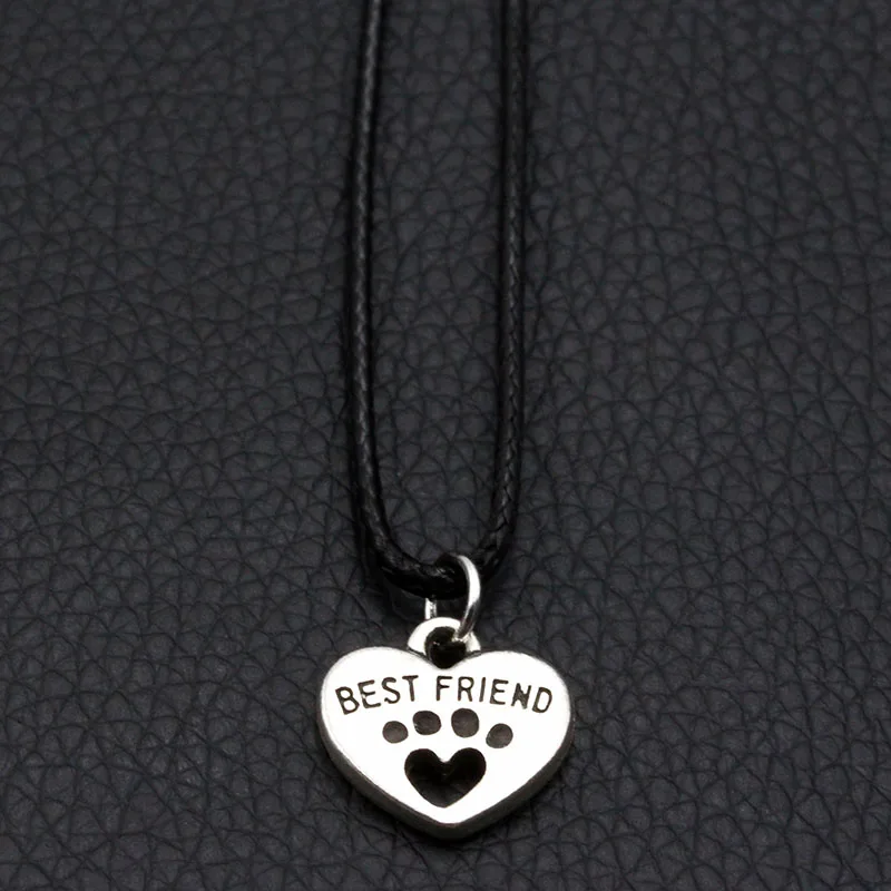 

Personalized Initial Necklace Dog Best Friend Heart Pendant Leather Necklace Fashion Jewelry For Women Girlfriend Gift