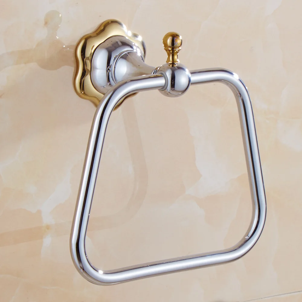 Modern Stainless Steel Towel Ring Flower Design Towel Holder Silver