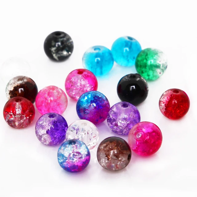 Crackle Beads - Multi-Colored - 8mm (Packs of 60; Plastic) YEAR END  INVENTORY REDUCTION SALE!