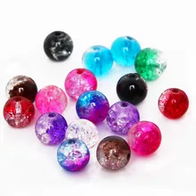 4mm 6mm 8mm 10mm cor de dois tons de vidro crackle grânulos redondos soltos espaçadores para fazer jóias diy pulseira & colar