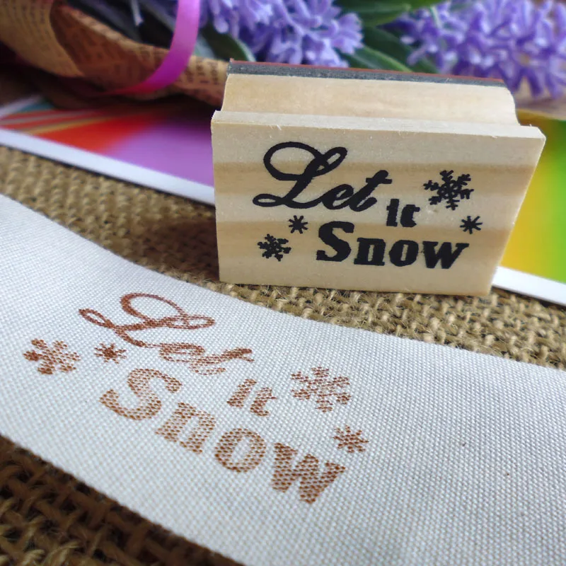 Let It Snow with Smalll Снежинка Дизайн Деревянный Штамп для скрапбукинга канцелярские принадлежности DIY Деревянный Штамп 4x2,5 см