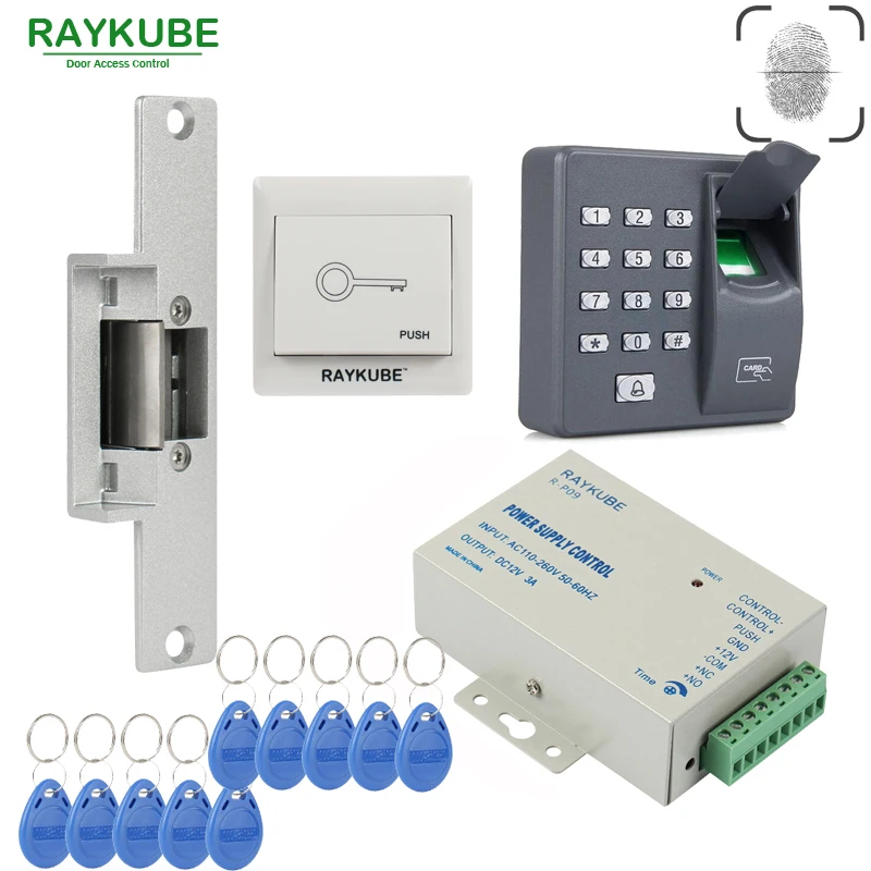 RAYKUBE биометрический Набор для контроля доступа RFID с блокировкой болтов и кнопкой