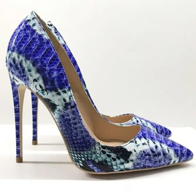 blue snakeskin pumps