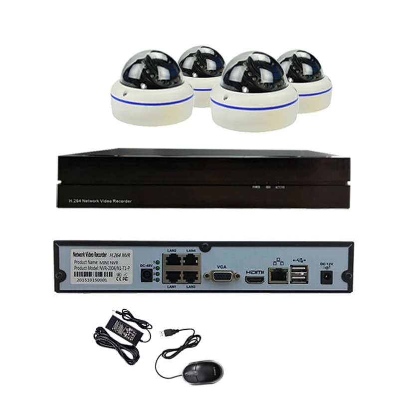 

ONVIF P2P 1080P POE 4ch 2.0MP Security IP Camera System With Indoor Dome IP Camera 4CH POE Onvif and Private Protocol NVR