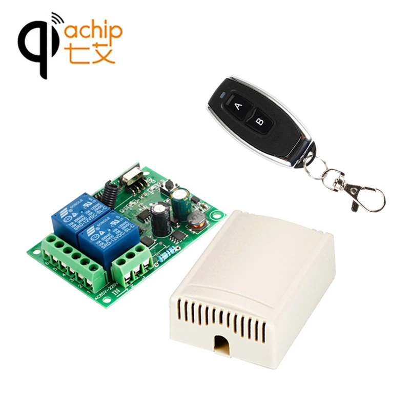 

QIACHIP 2CH AC 110V 220V 433Mhz Wireless Remote Control Switch Relay Receiver Module Transmitter For Light Gate Car Garage Door