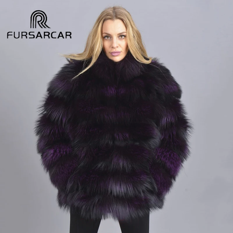 Роскошная Новая модная шуба FURSARCAR из натурального меха женская верхняя одежда
