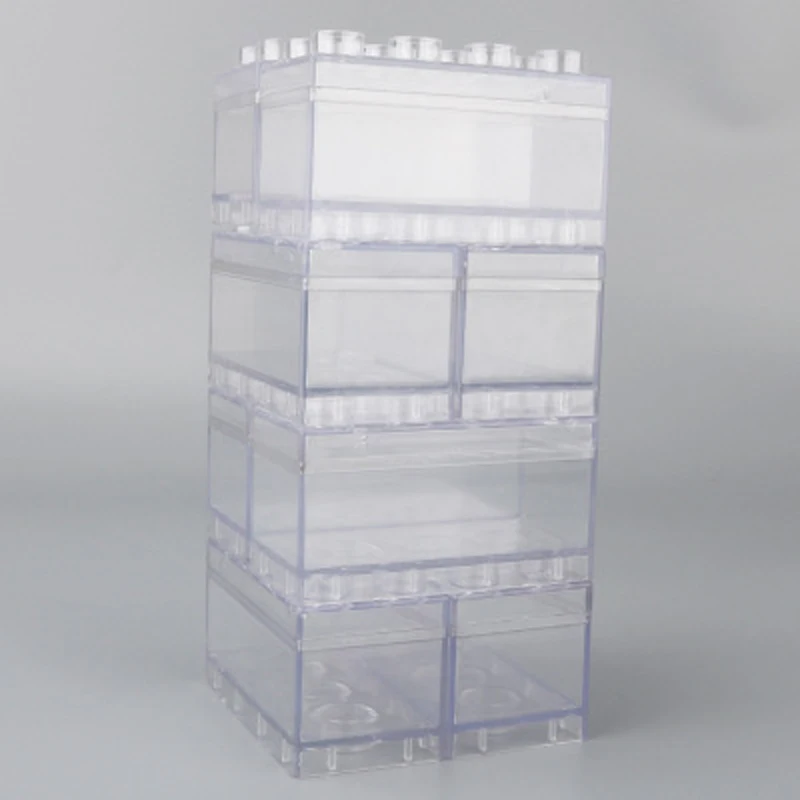 Multi-functional building block shape transparent storage box to store Jewelry  Box daily parking trinkets toys Storage Space