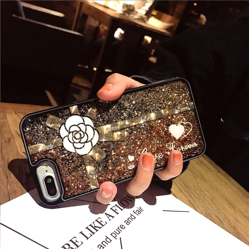 Aoweziic Liquid quicksand For iphoneX XS mobile phone shell transparent 8Plus 7plus full package silicone soft edge 6S tide card