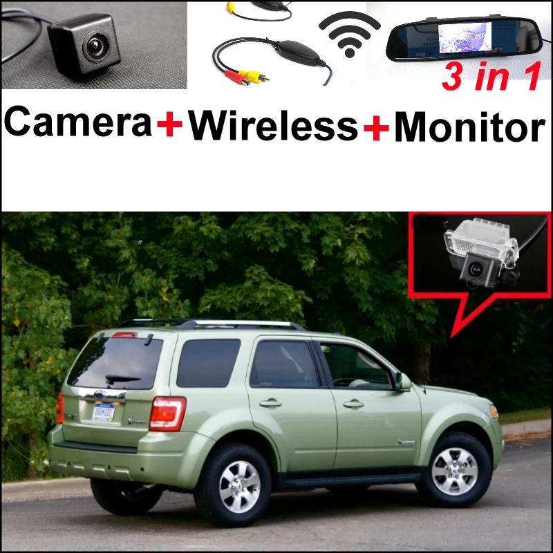

For Ford Escape 2008~2012 3 in1 Special Rear View Camera + Wireless Receiver + Mirror Monitor DIY Parking System
